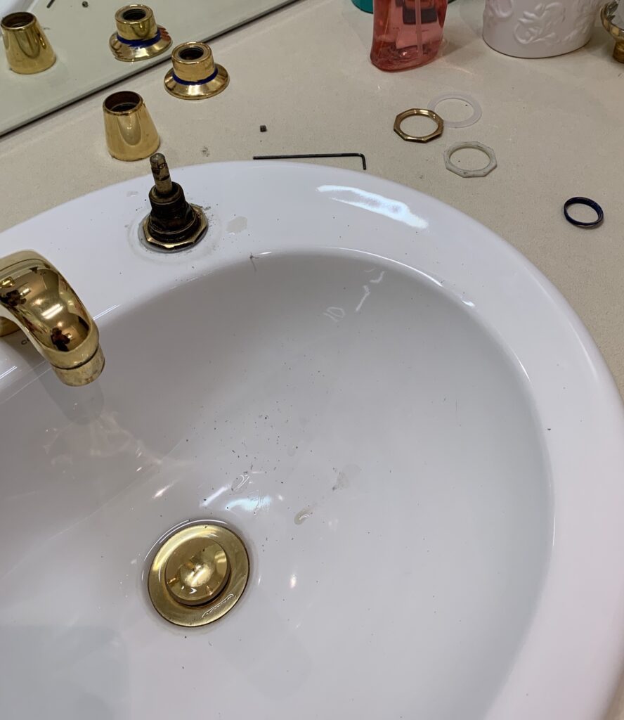 Tap dismantled during a leaking tap repair