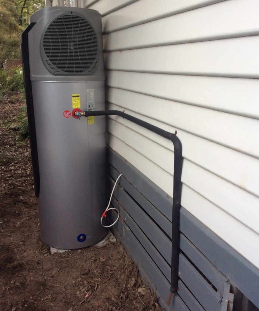 Heat pump hot water system installed by Doherty Plumbing Solutions