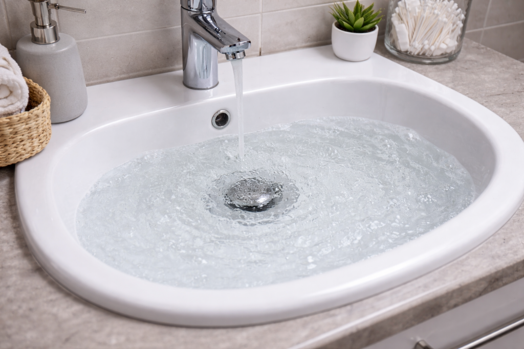Slow-draining water in the bathroom sink