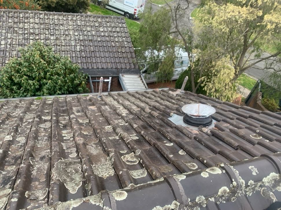 Tiled residential roof during roof repair and maintenance work in Burwood.