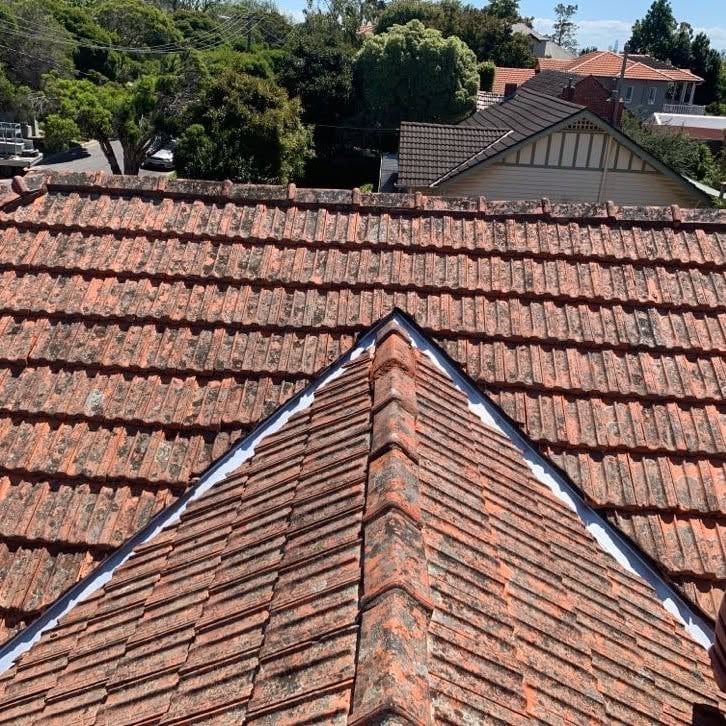 Terracotta tiled roof in Glen Iris with newly installed valley seals.