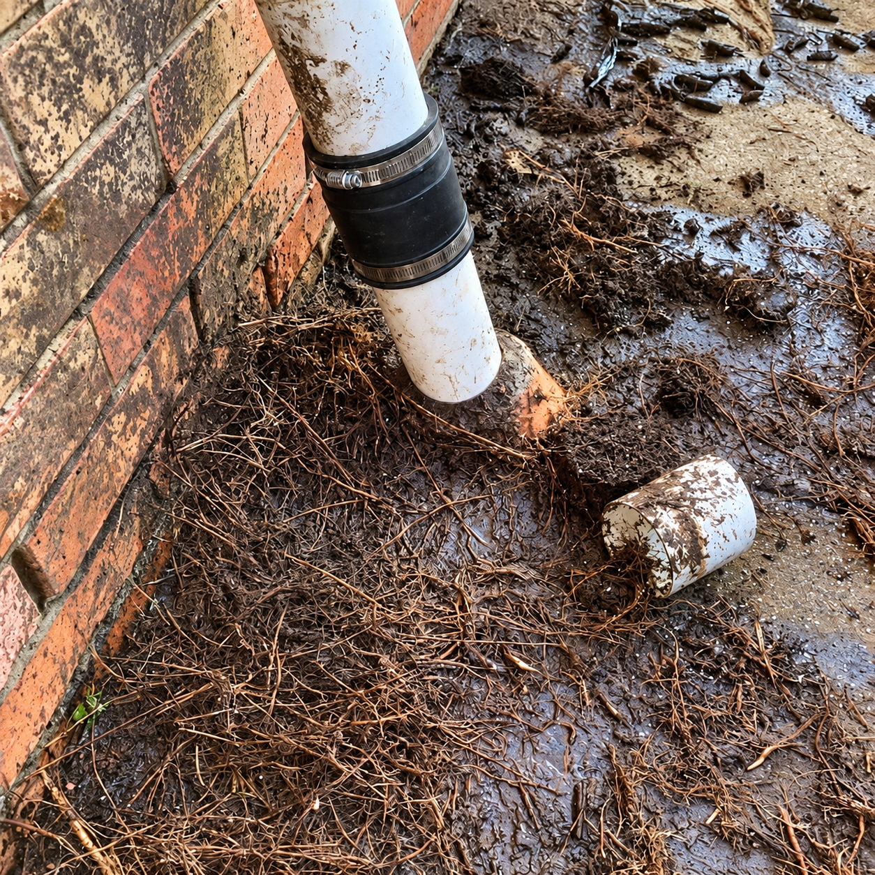 Tree roots removed from a blocked stormwater drain in Burwood.